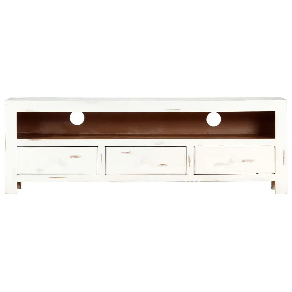 TV Cabinet White 120x30x40 cm Solid Acacia Wood Price