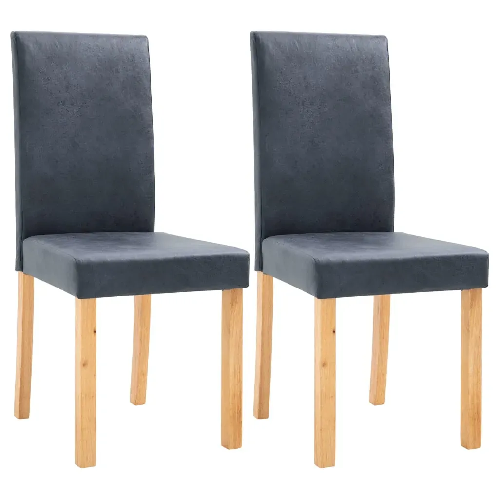 Dining Chairs 2 pcs Grey Faux Suede Leather Price