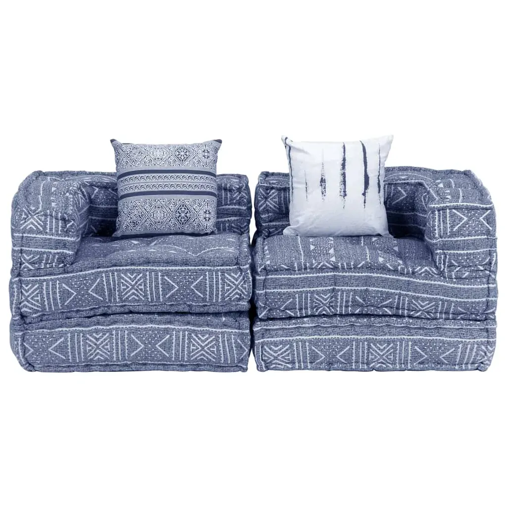 2-Seater Modular Pouffe Indigo Fabric Price
