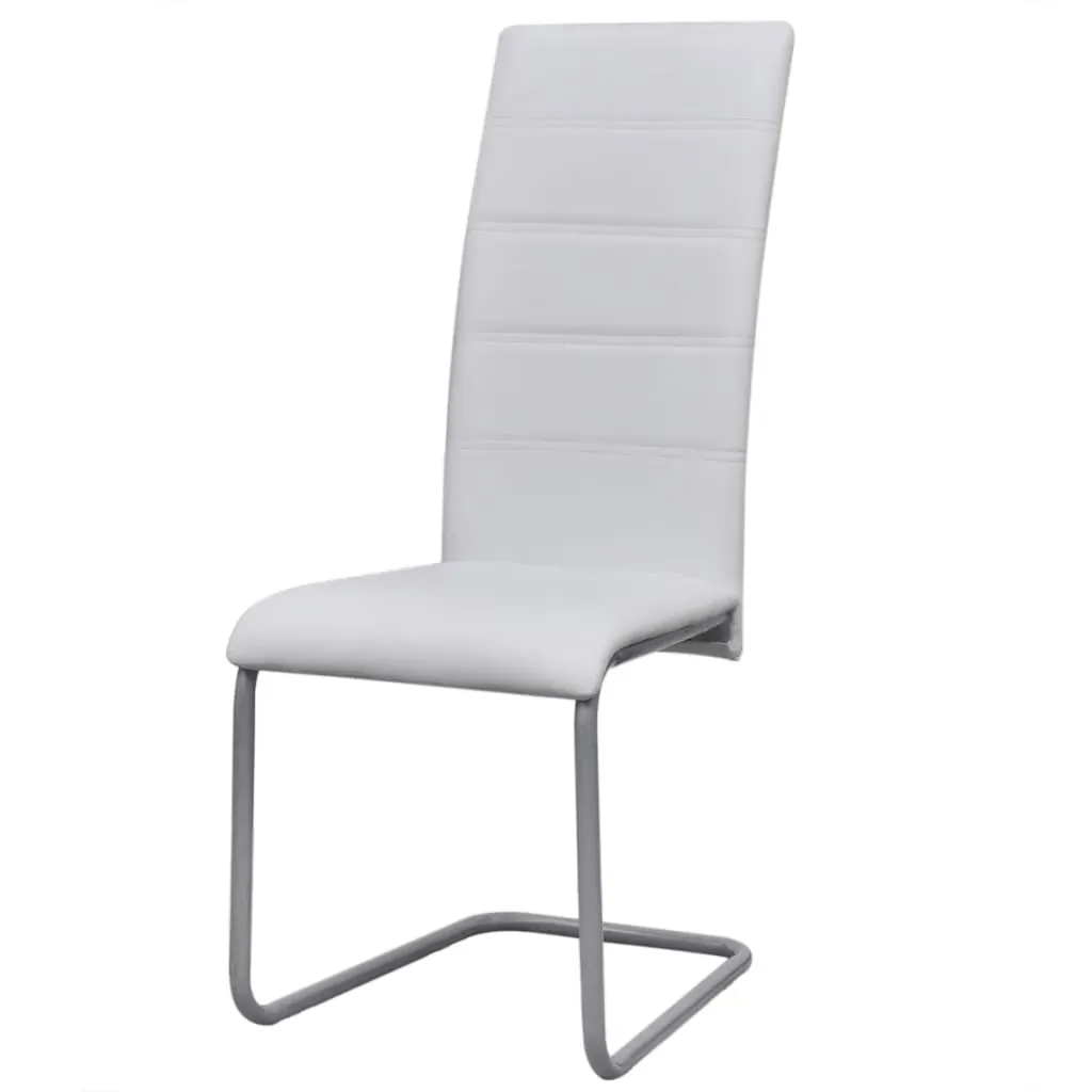 Cantilever Dining Chairs 6 pcs White Faux Leather Price