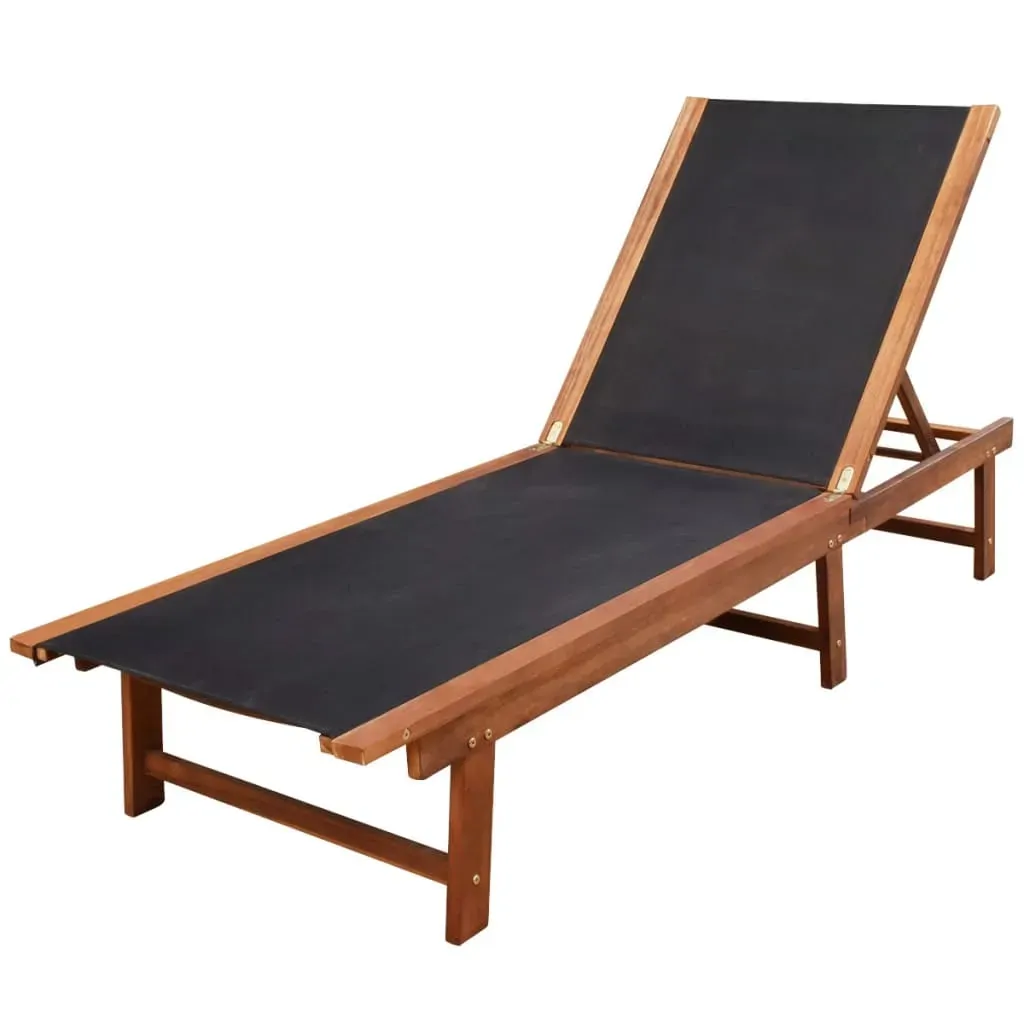 Sun Loungers 2 pcs with Table Solid Acacia Wood and Textilene Price