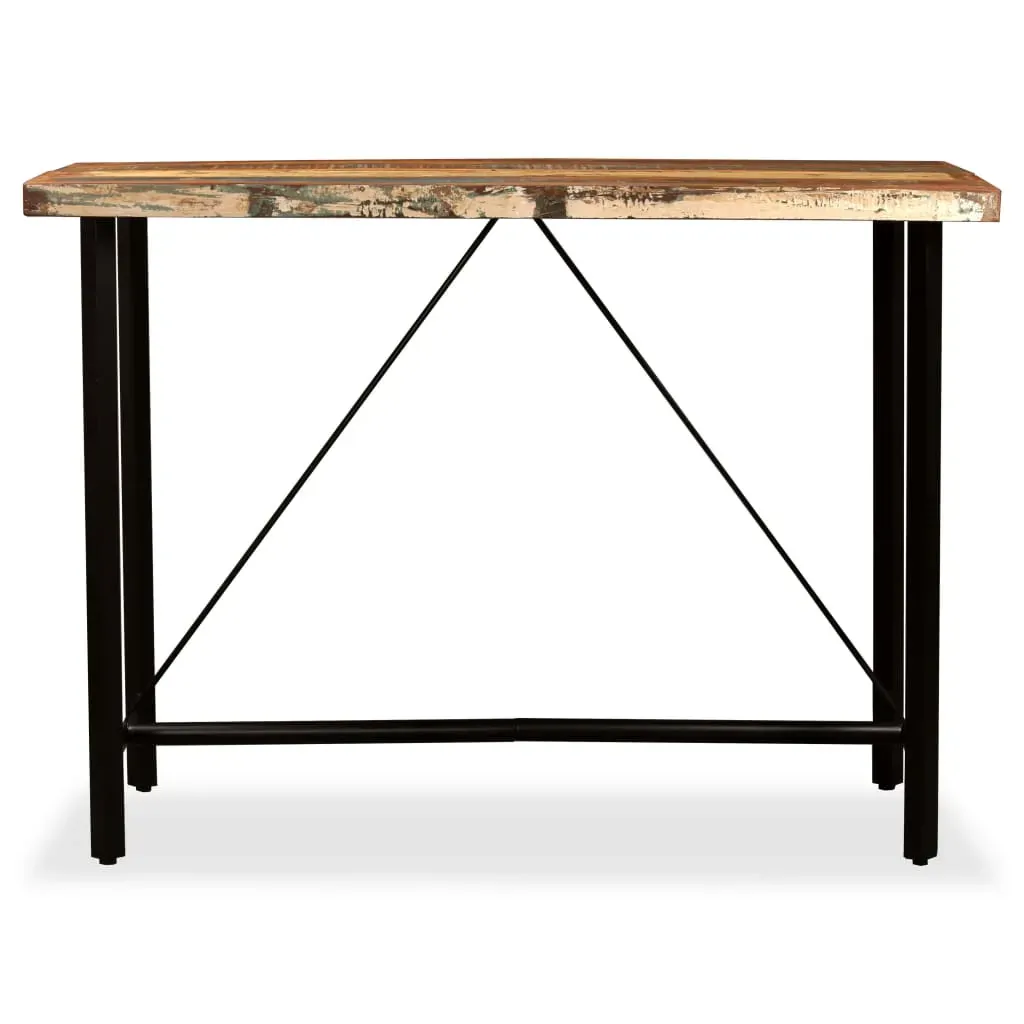 Bar Set 7 Pieces Solid Wood Reclaimed and Genuine Leather Price
