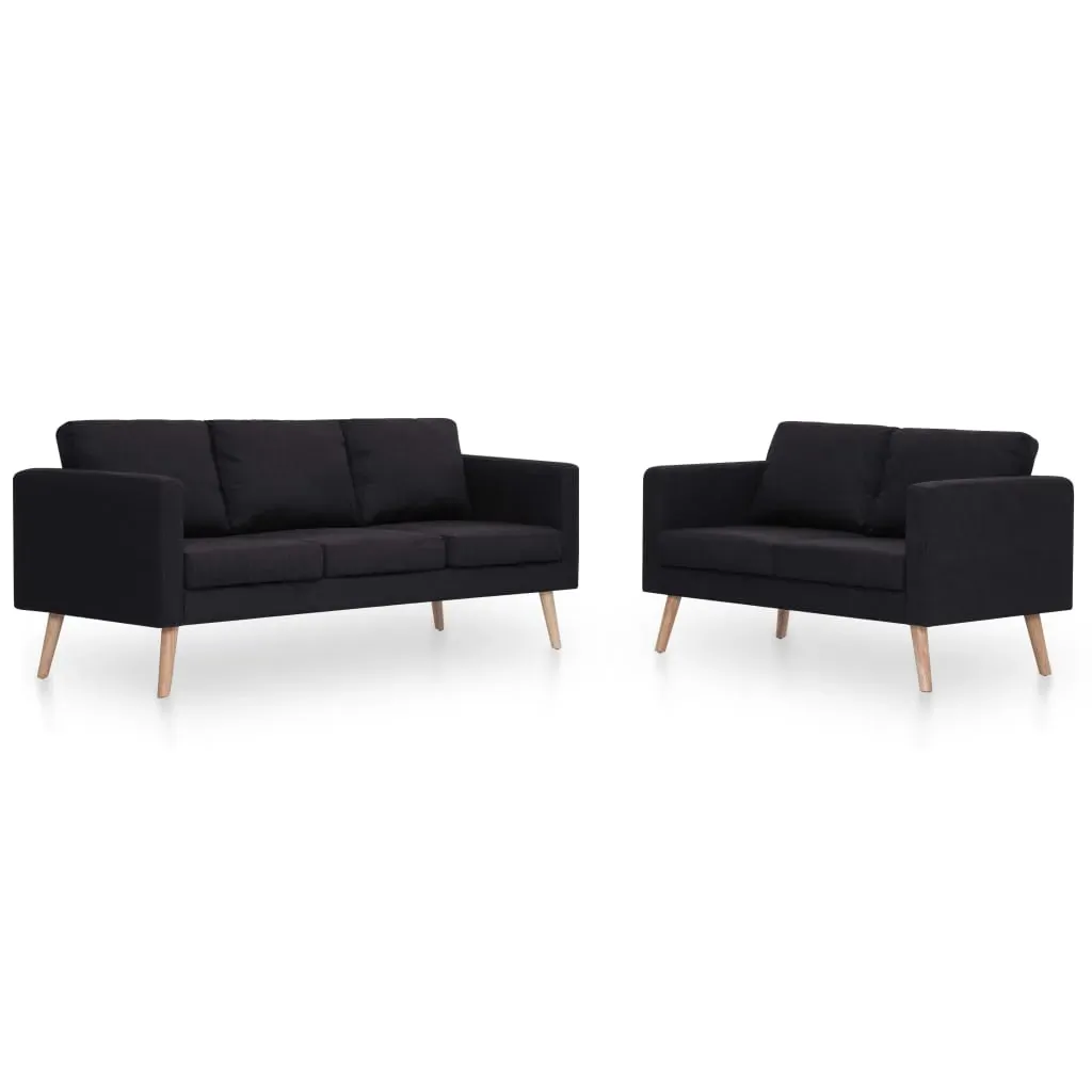 2 Piece Sofa Set Fabric Black Price