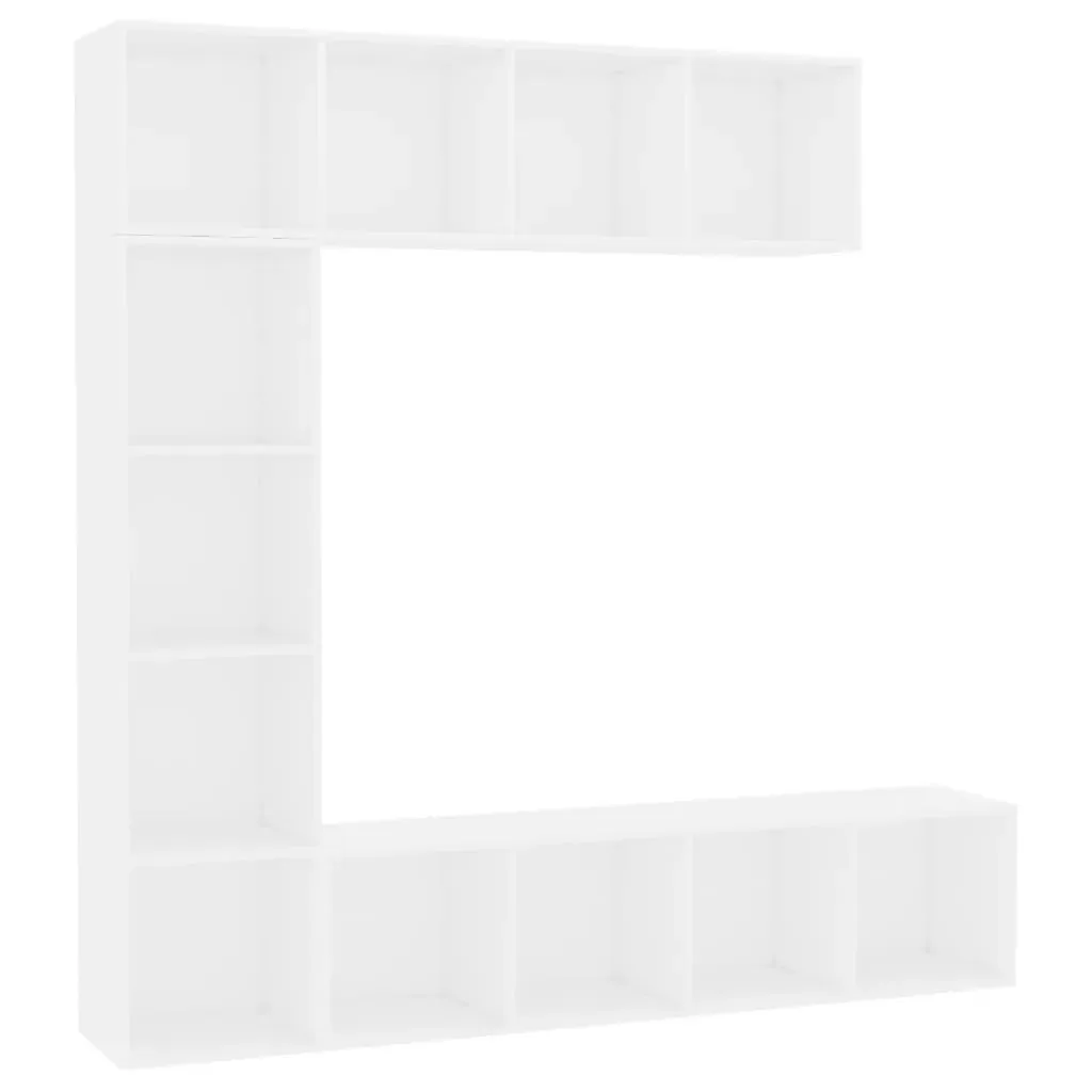 3 Piece Book/TV Cabinet Set White 180x30x180 cm Price