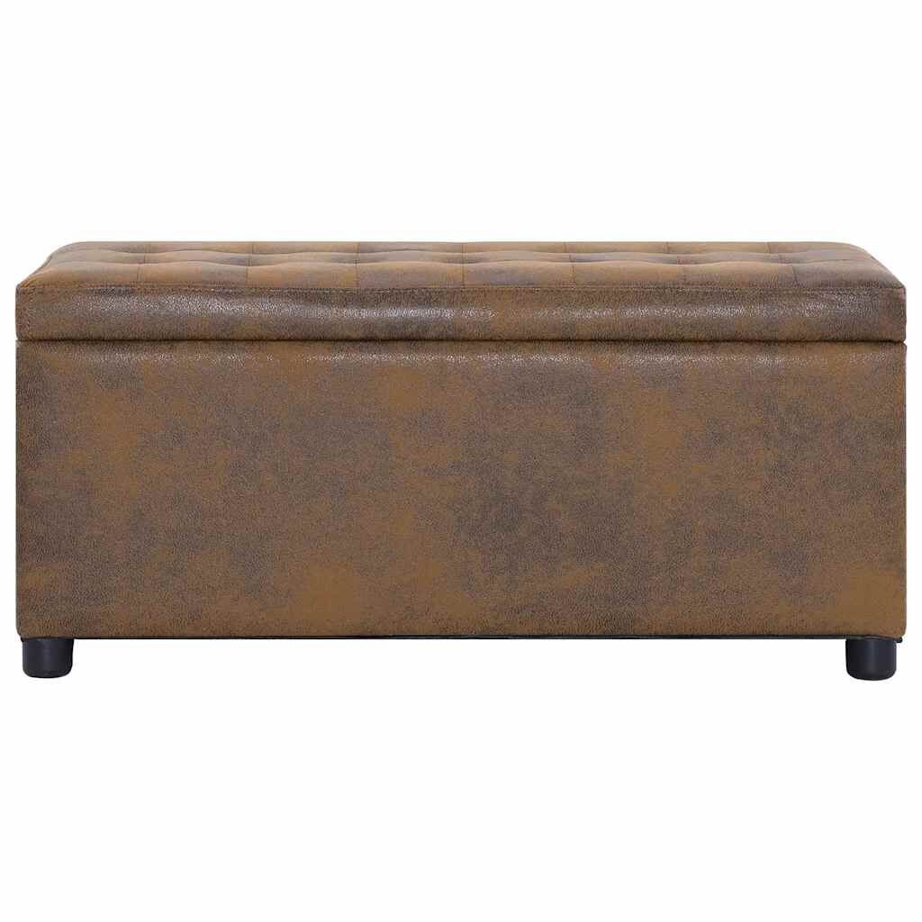 Storage Ottoman 87.5 cm Brown Faux Suede Leather Price