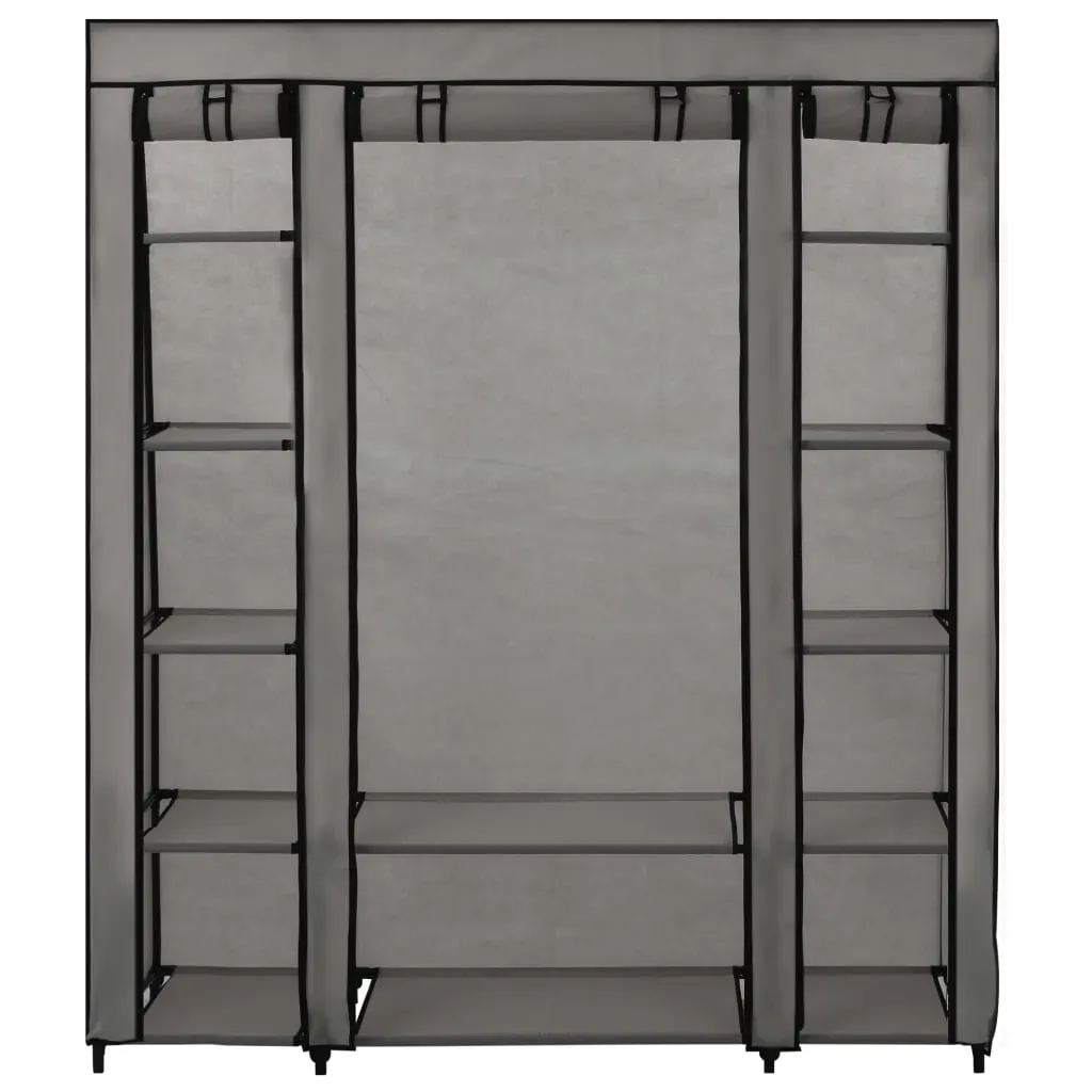 Wardrobe with Compartments and Rods Grey 150x45x176 cm Fabric Price