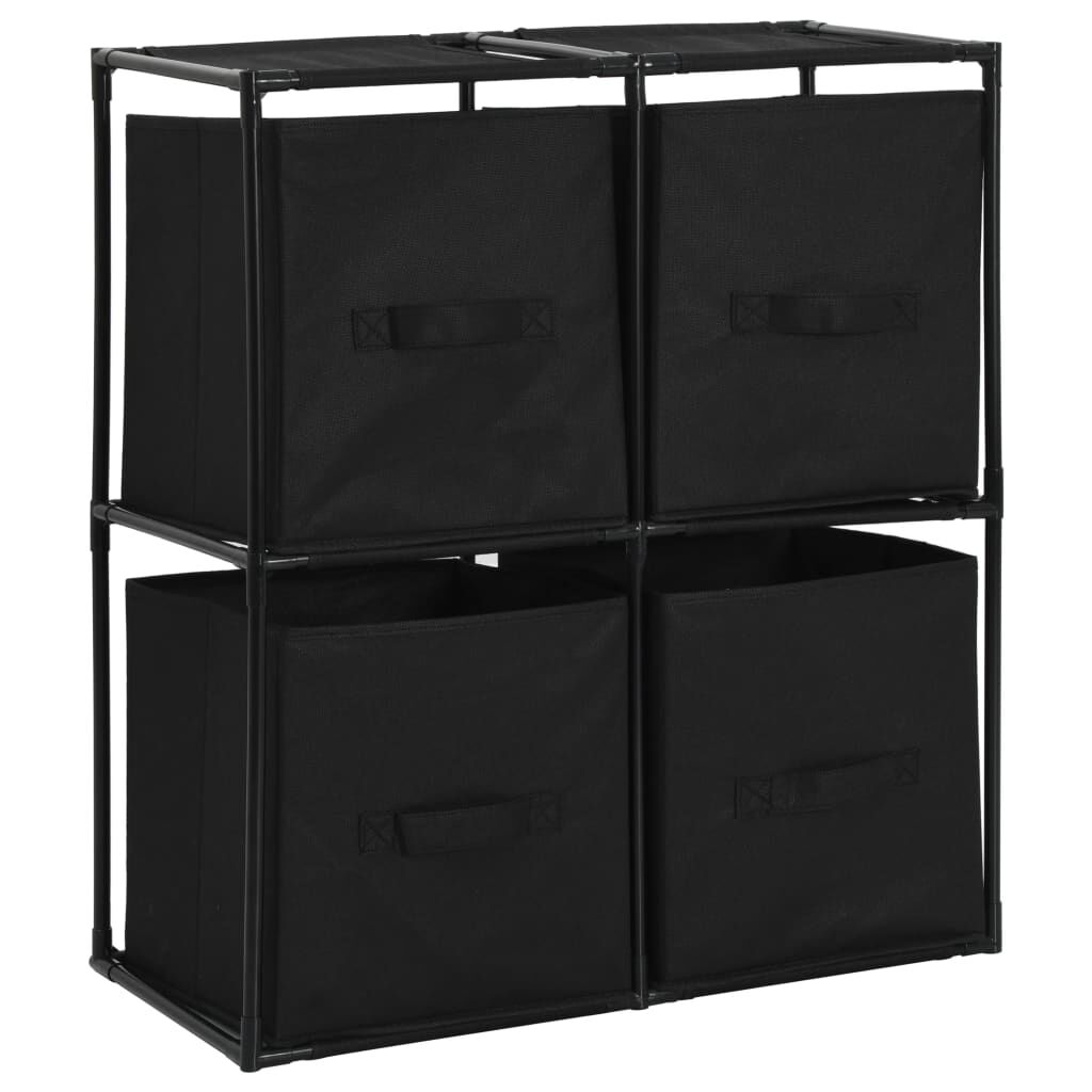 Storage Cabinet with 4 Fabric Baskets Black 63x30x71 cm Steel Price