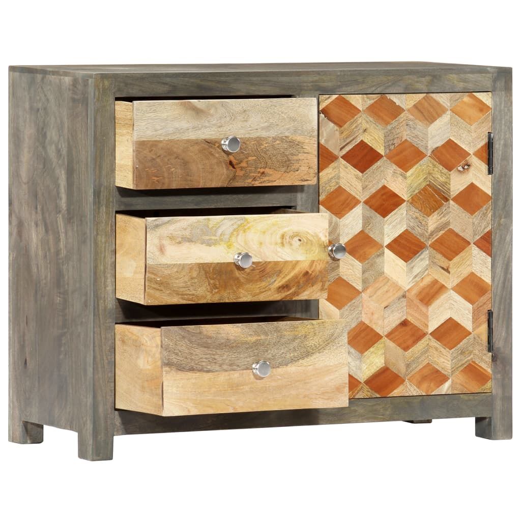 Side Cabinet Grey 75x30x60 cm Solid Mango Wood Price