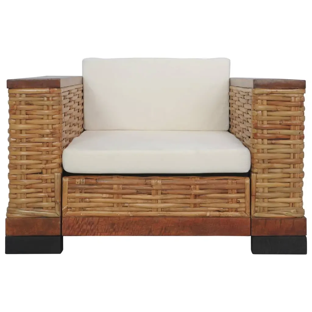 Armchair with Cushions Brown Natural Rattan Price
