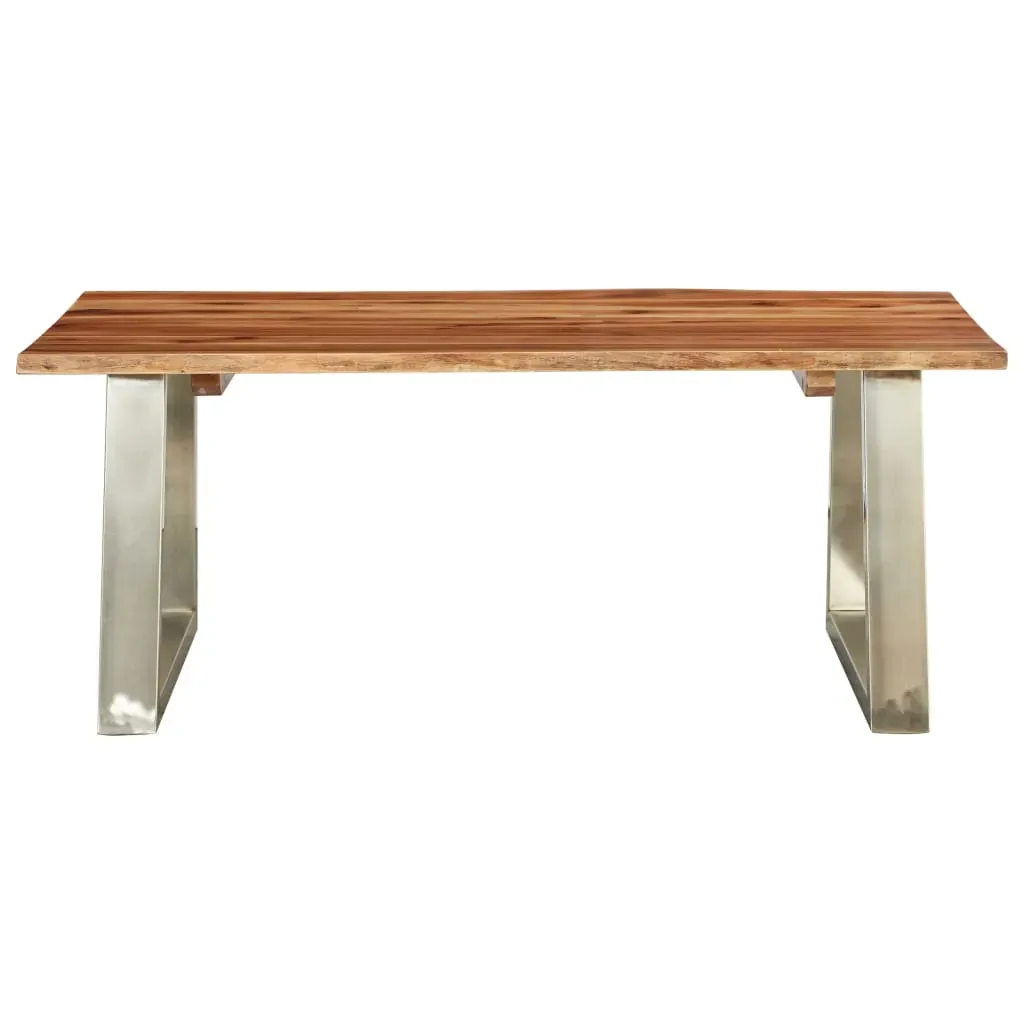 Coffee Table 100x60x40 cm Solid Acacia Wood and Stainless Steel Price