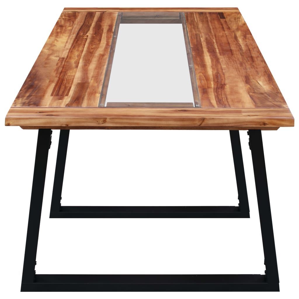 Dining Table 180x90x75 cm Solid Acacia Wood and Glass Price