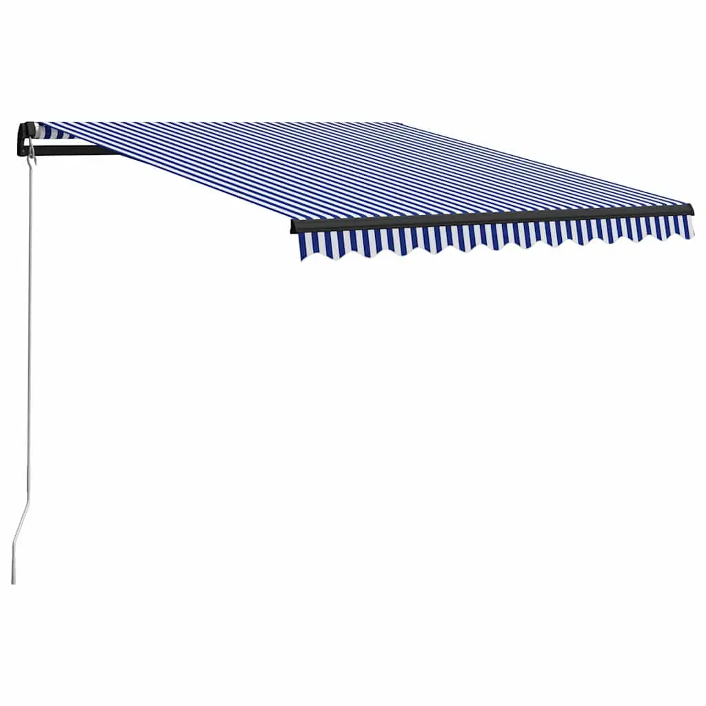 Manual Retractable Awning with LED 350x250 cm Blue and White Price
