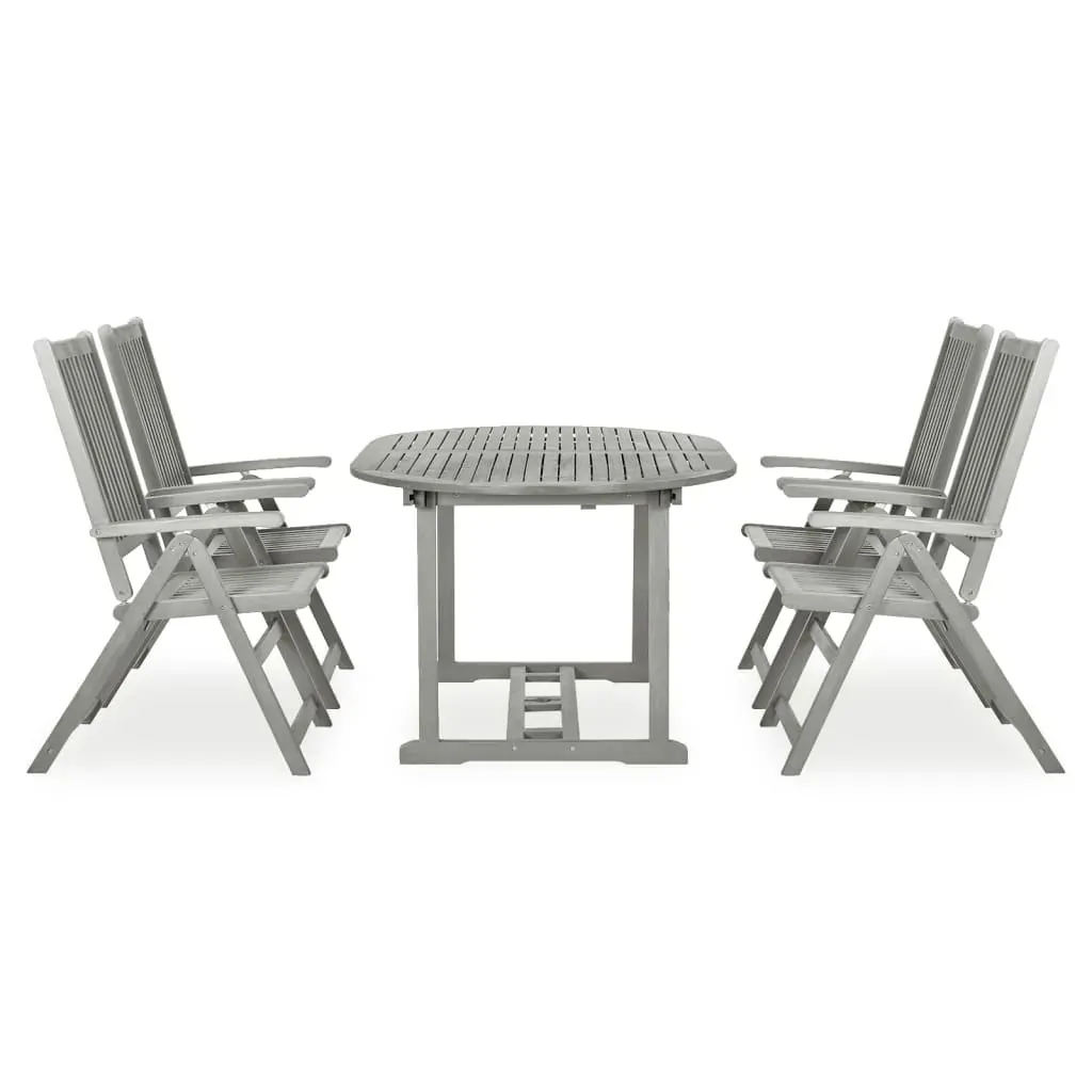 5 Piece Garden Dining Set (150-200)x100cm Solid Acacia Wood Grey Price