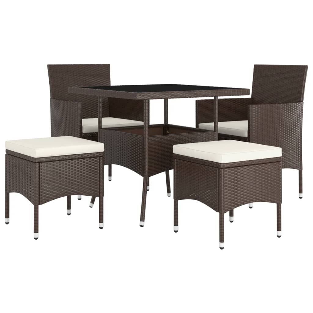 5 Piece Garden Dining Set Poly Rattan Brown Price
