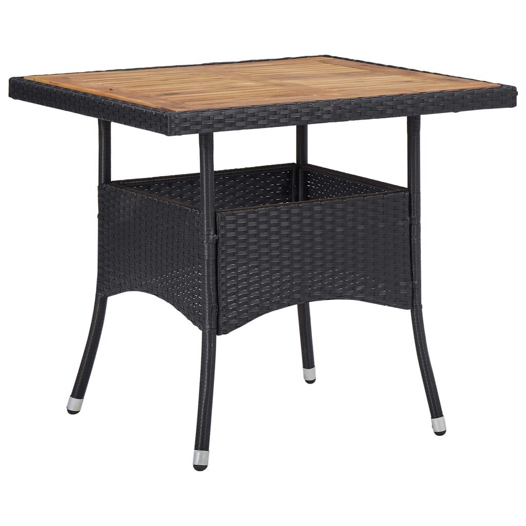 5 Piece Garden Dining Set Poly Rattan & Solid Acacia Wood Black Price