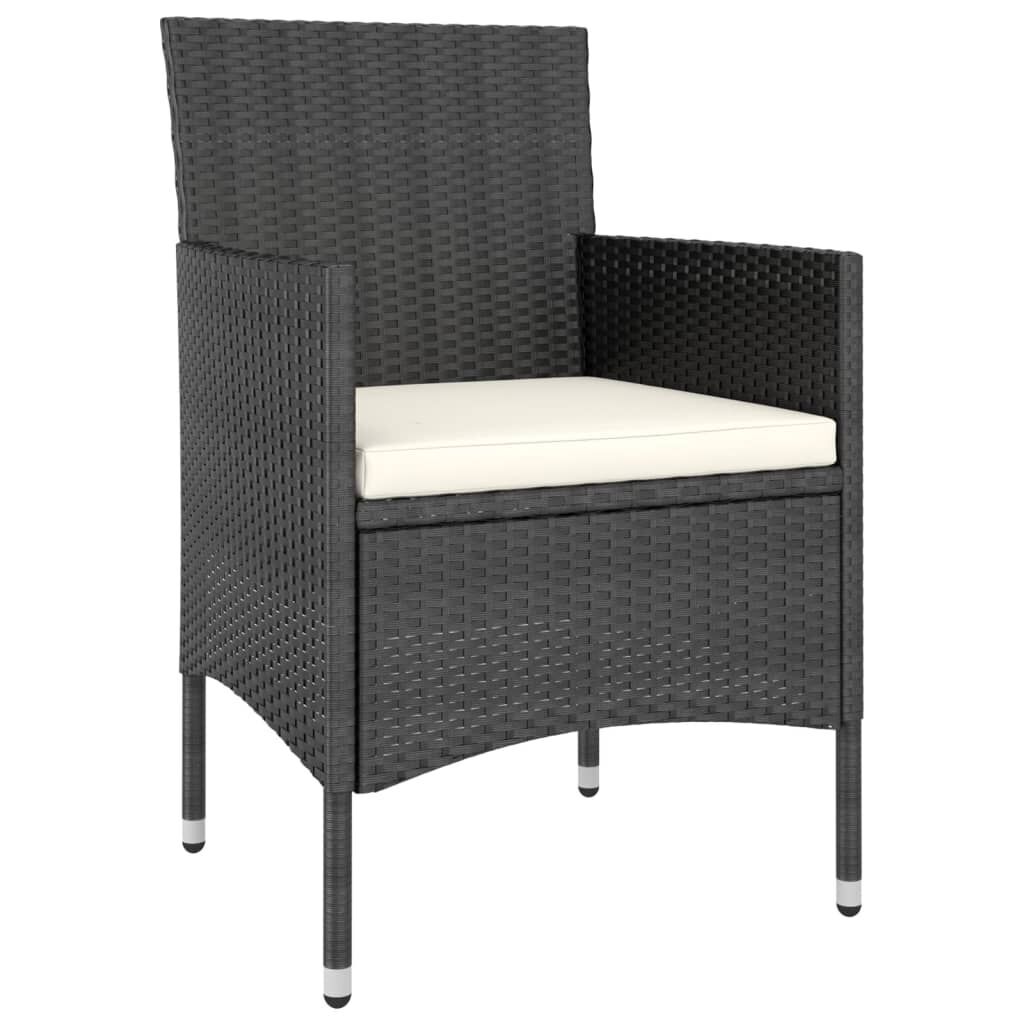5 Piece Garden Dining Set Poly Rattan and Tempered Glass Black Price
