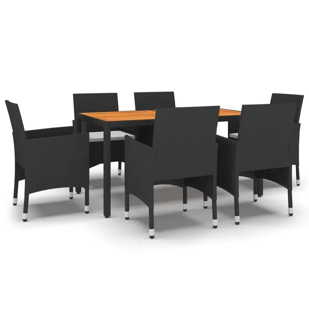 7 Piece Garden Dining Set Poly Rattan Black Price