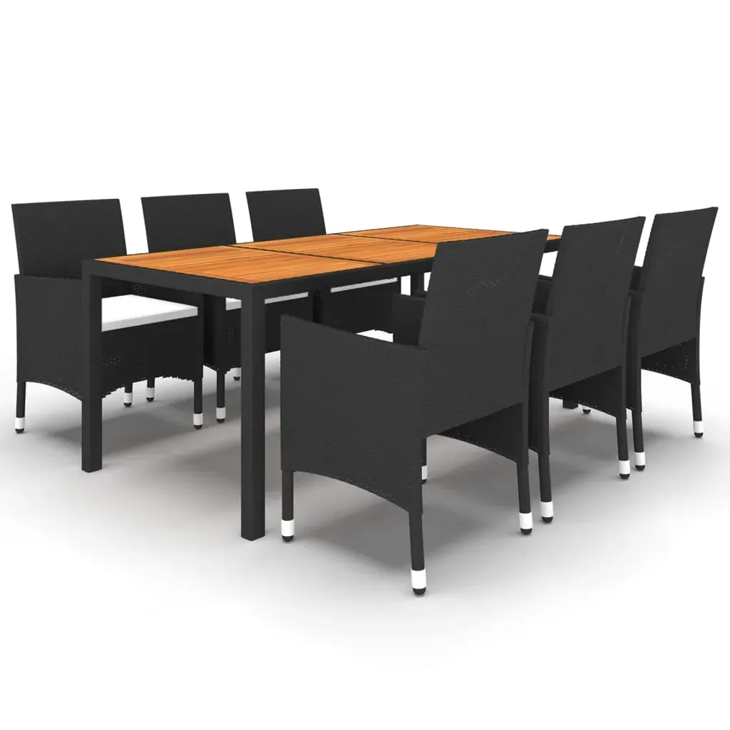 7 Piece Garden Dining Set Poly Rattan Black Price
