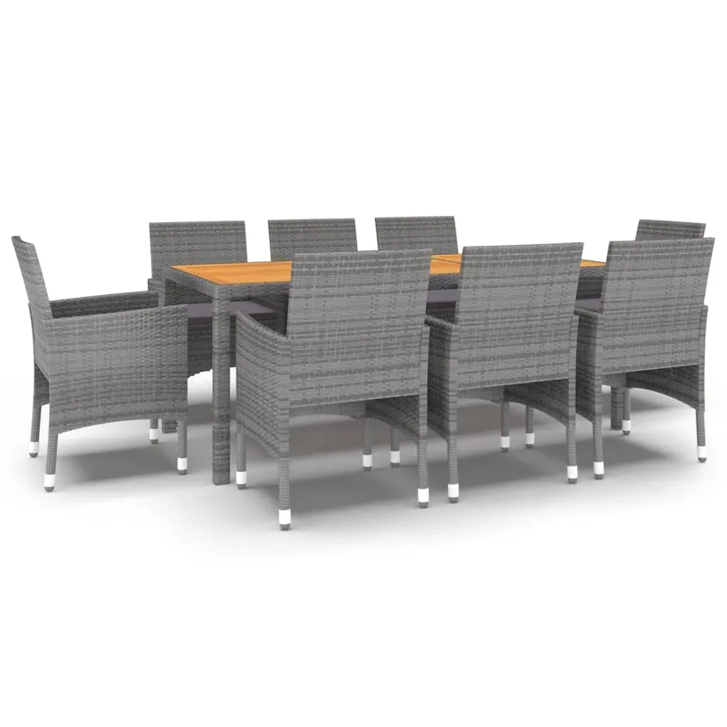 9 Piece Garden Dining Set Poly Rattan Grey Price