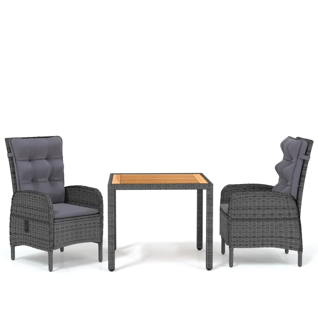 3 Piece Garden Dining Set Poly Rattan Grey Price