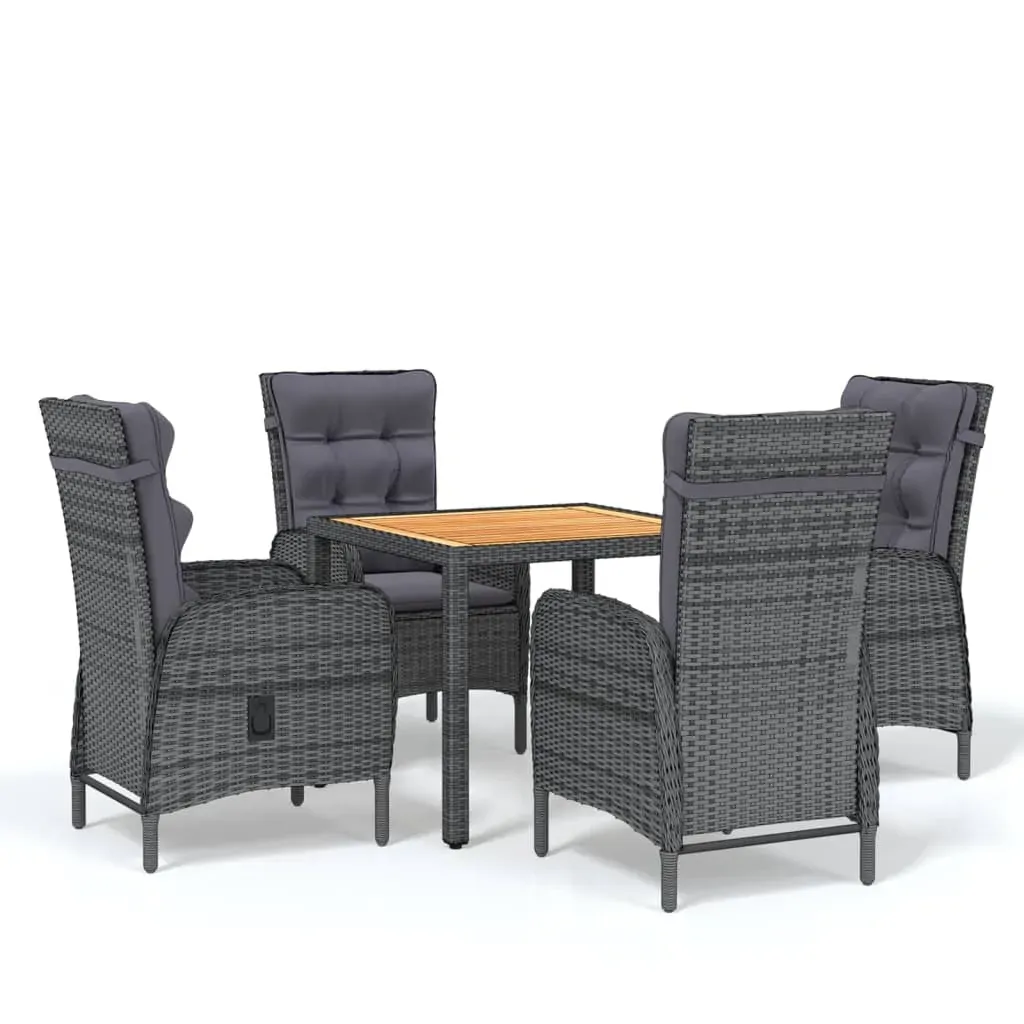 5 Piece Garden Dining Set Poly Rattan Grey Price