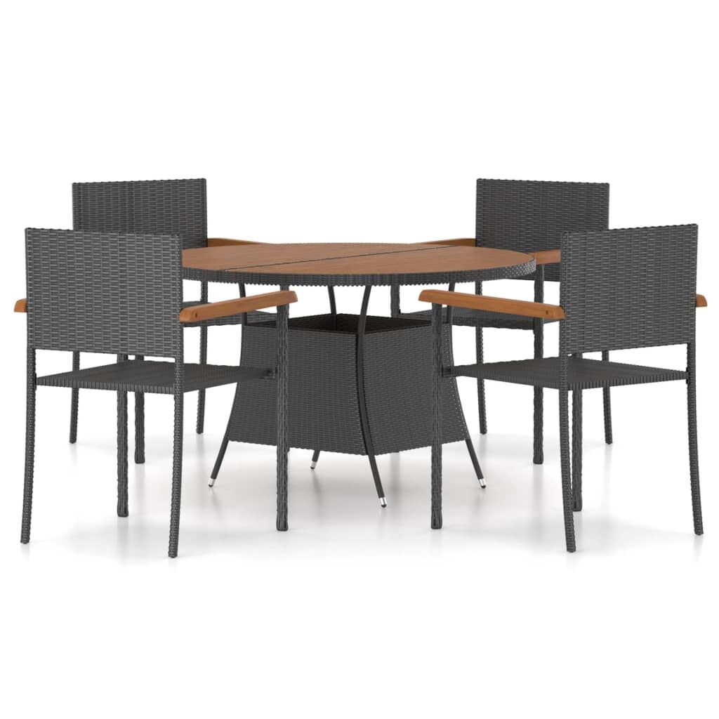 5 Piece Outdoor Dining Set Poly Rattan Black Price