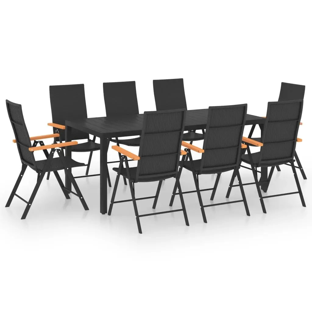 9 Piece Garden Dining Set Black and Brown Price