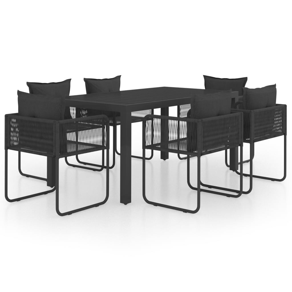 7 Piece Garden Dining Set PVC Rattan Black Price