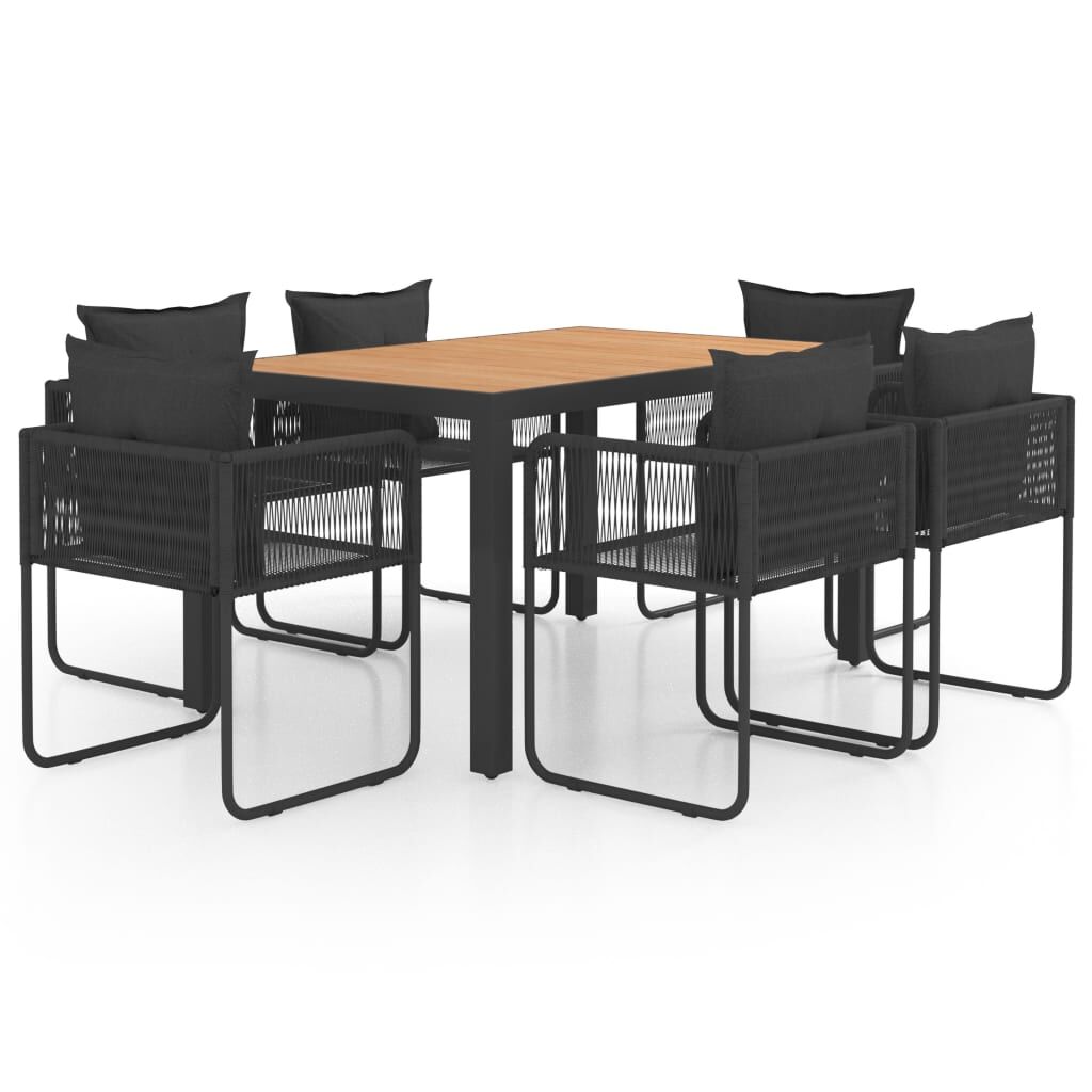 7 Piece Garden Dining Set PVC Rattan Black and Brown Price