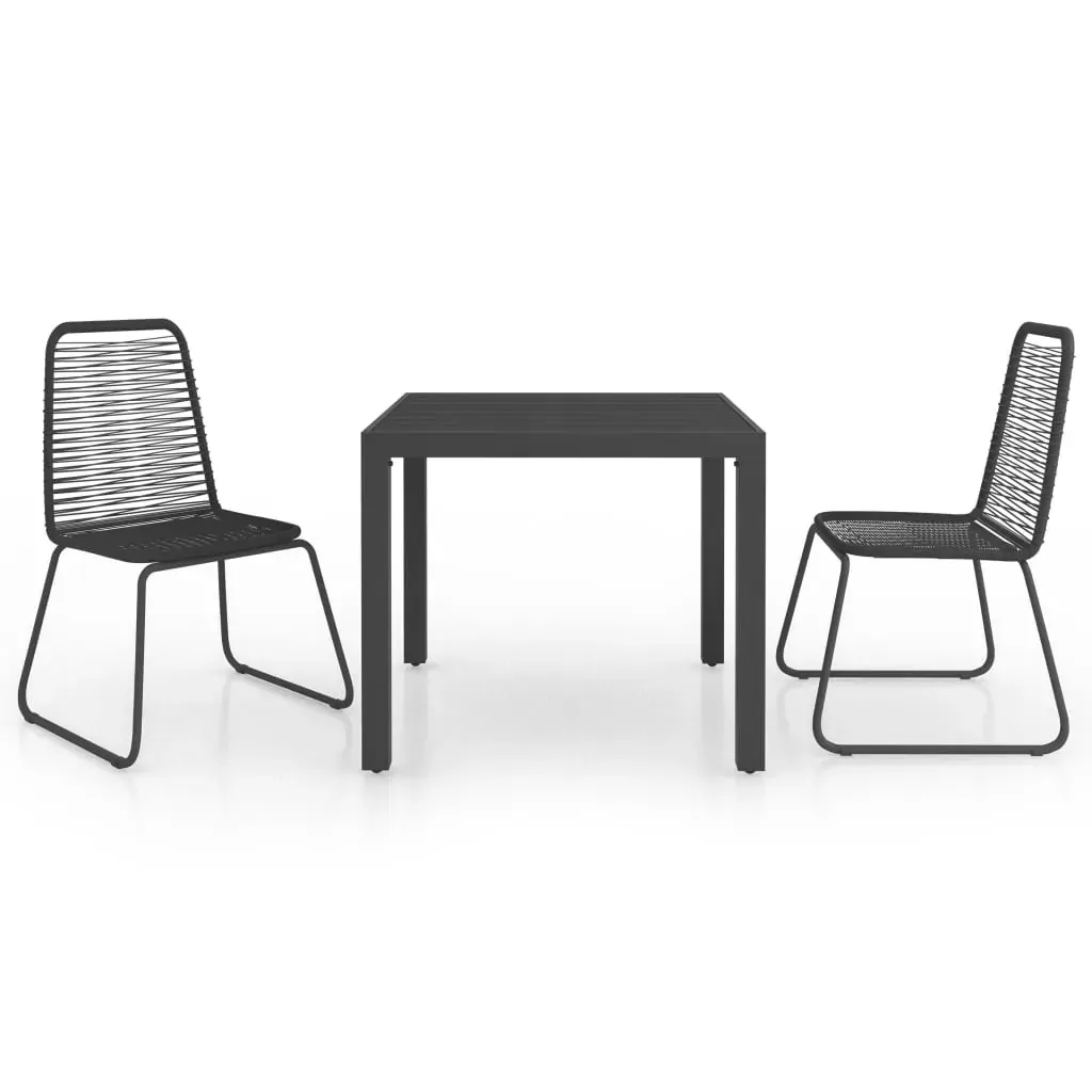 3 Piece Garden Dining Set PVC Rattan Black Price