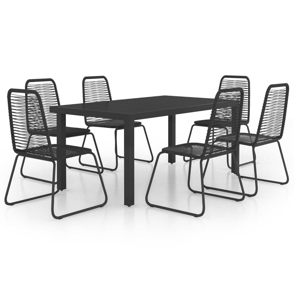 7 Piece Garden Dining Set PVC Rattan Black Price