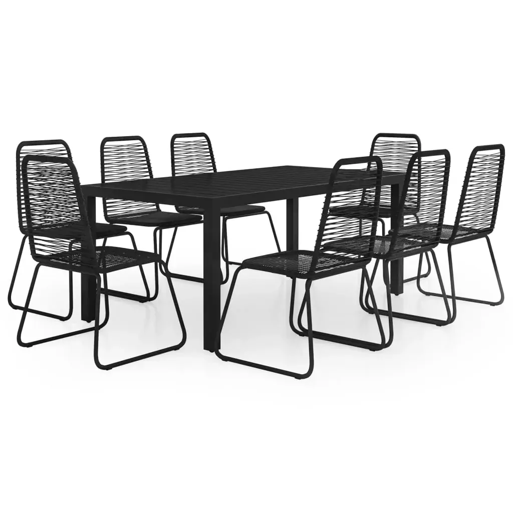 9 Piece Garden Dining Set PVC Rattan Black Price