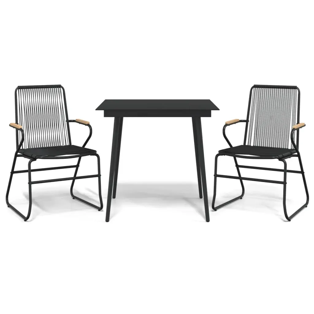 3 Piece Garden Dining Set Black PVC Rattan Price
