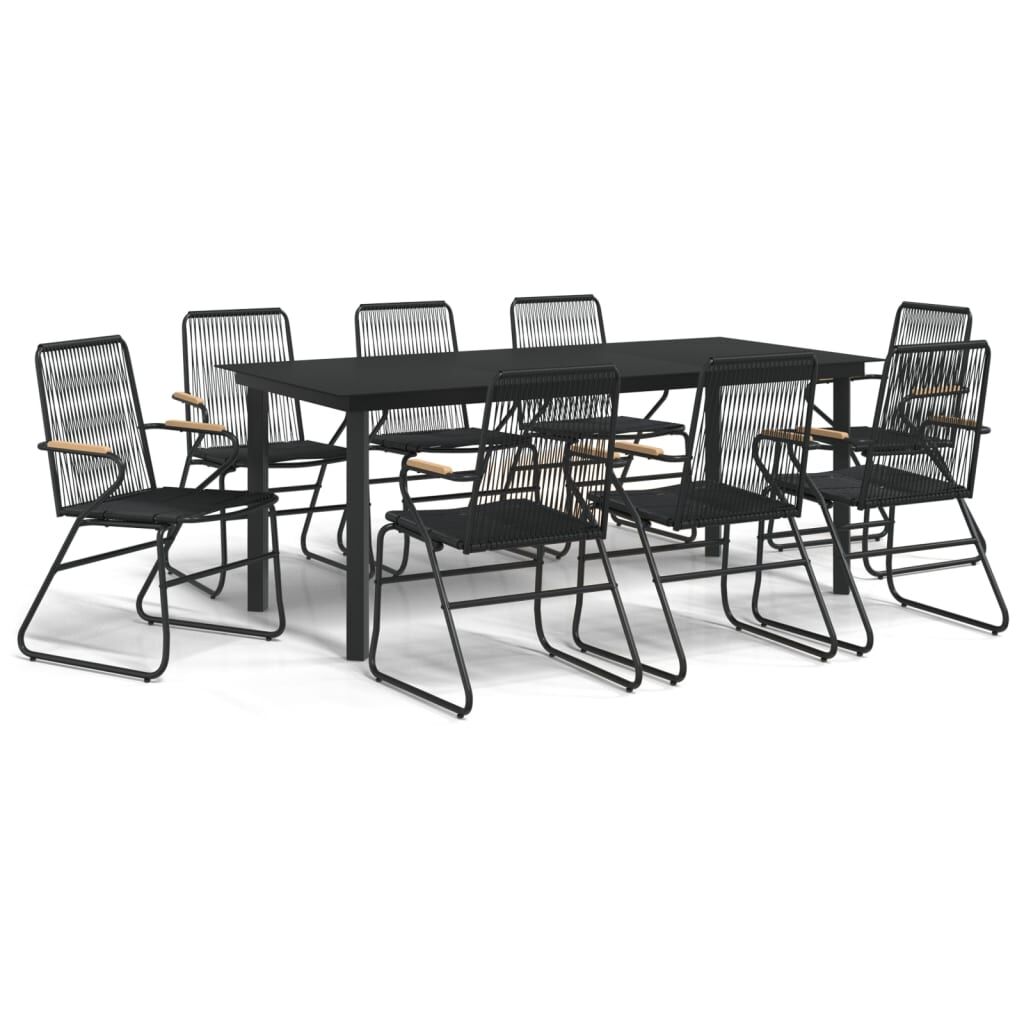 9 Piece Garden Dining Set Black PVC Rattan Price