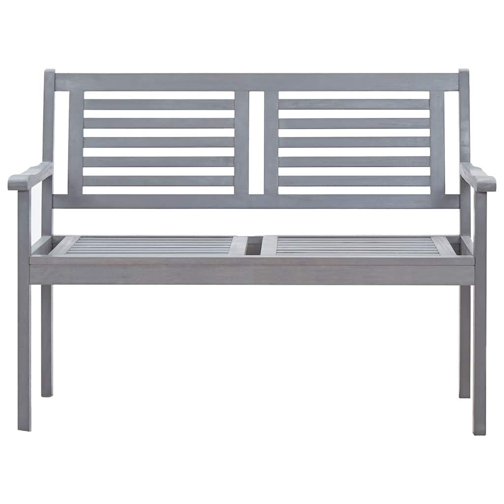 2-Seater Garden Bench with Cushion 120 cm Grey Eucalyptus Wood Price