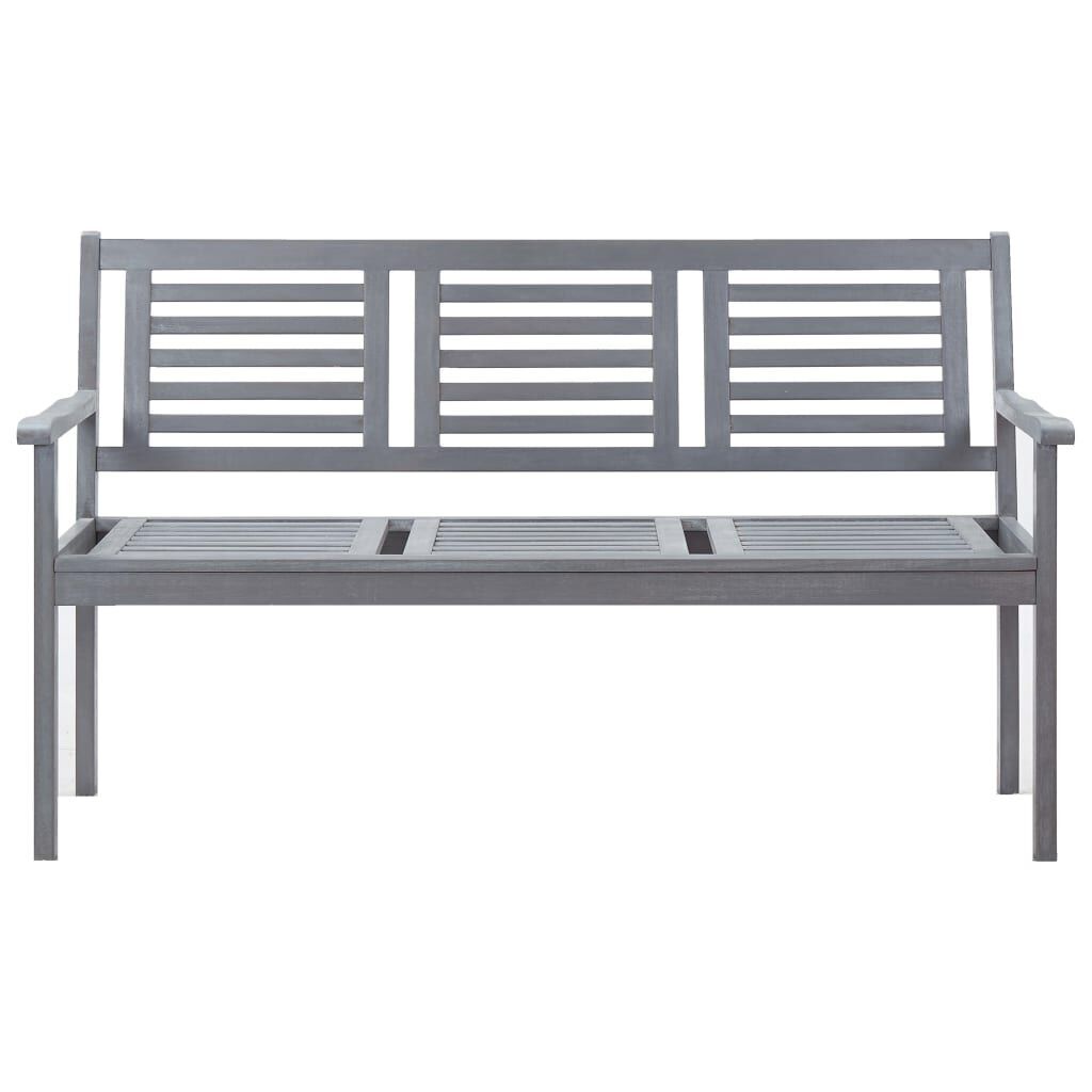 3-Seater Garden Bench with Cushion 150 cm Grey Eucalyptus Wood Price