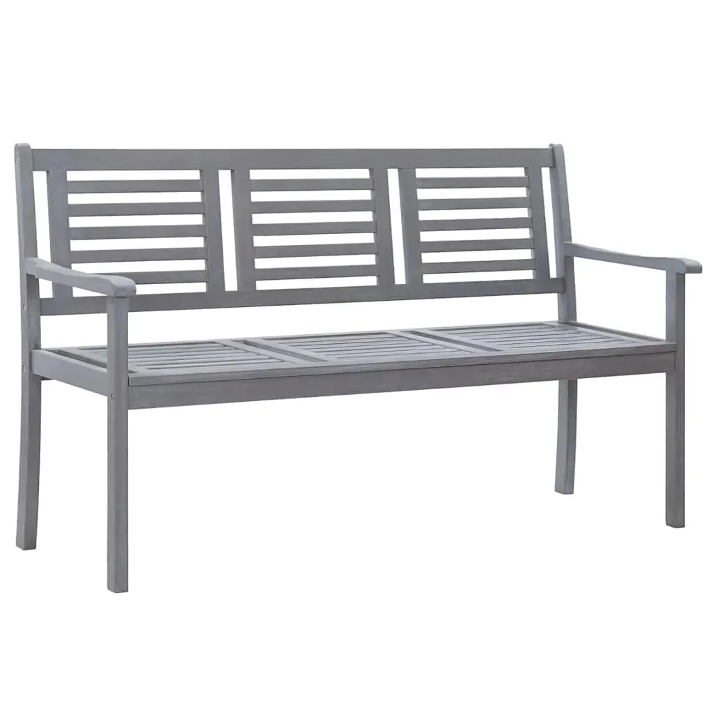 3-Seater Garden Bench with Cushion 150 cm Grey Eucalyptus Wood Price