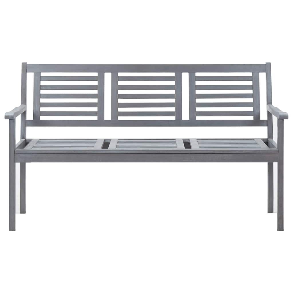 3-Seater Garden Bench with Cushion 150 cm Grey Eucalyptus Wood Price