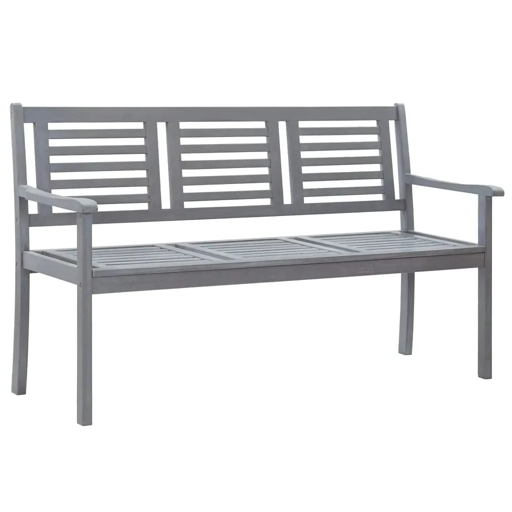 3-Seater Garden Bench with Cushion 150 cm Grey Eucalyptus Wood Price