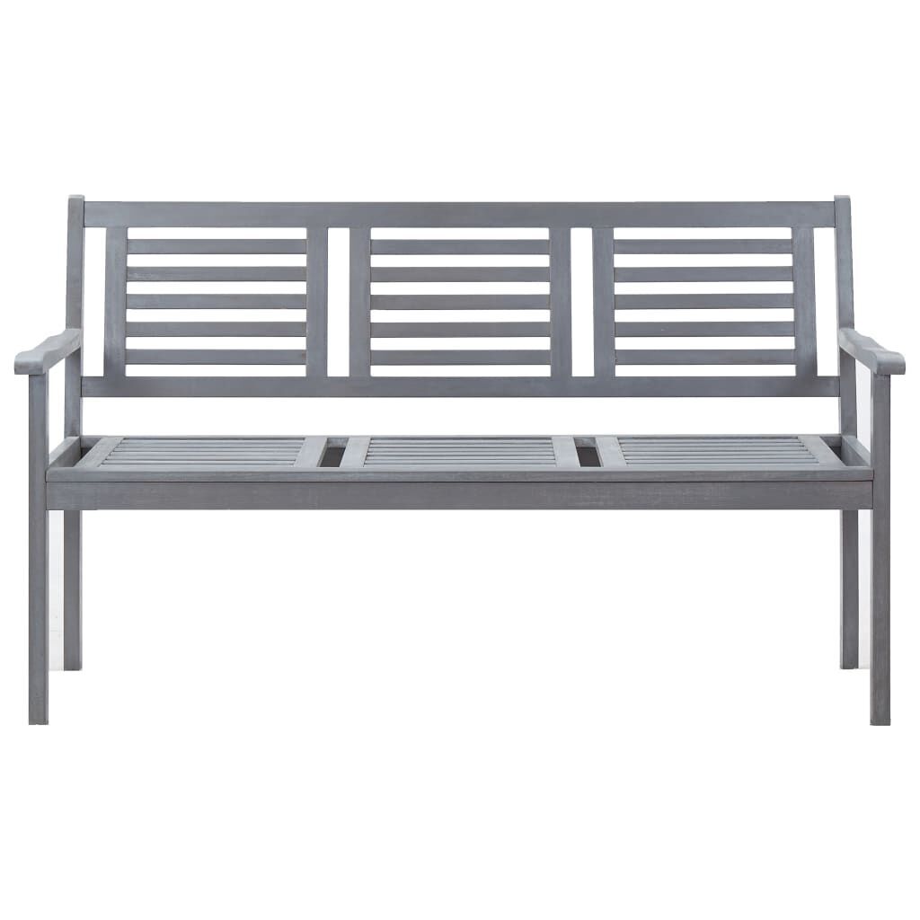 3-Seater Garden Bench with Cushion 150 cm Grey Eucalyptus Wood Price