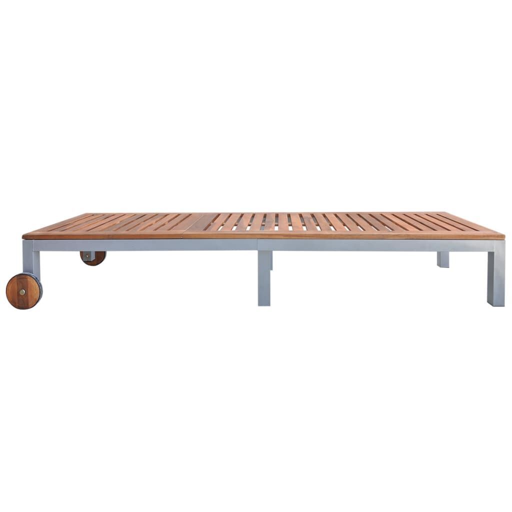 Sun Lounger with Cushion Solid Acacia Wood and Galvanised Steel Price