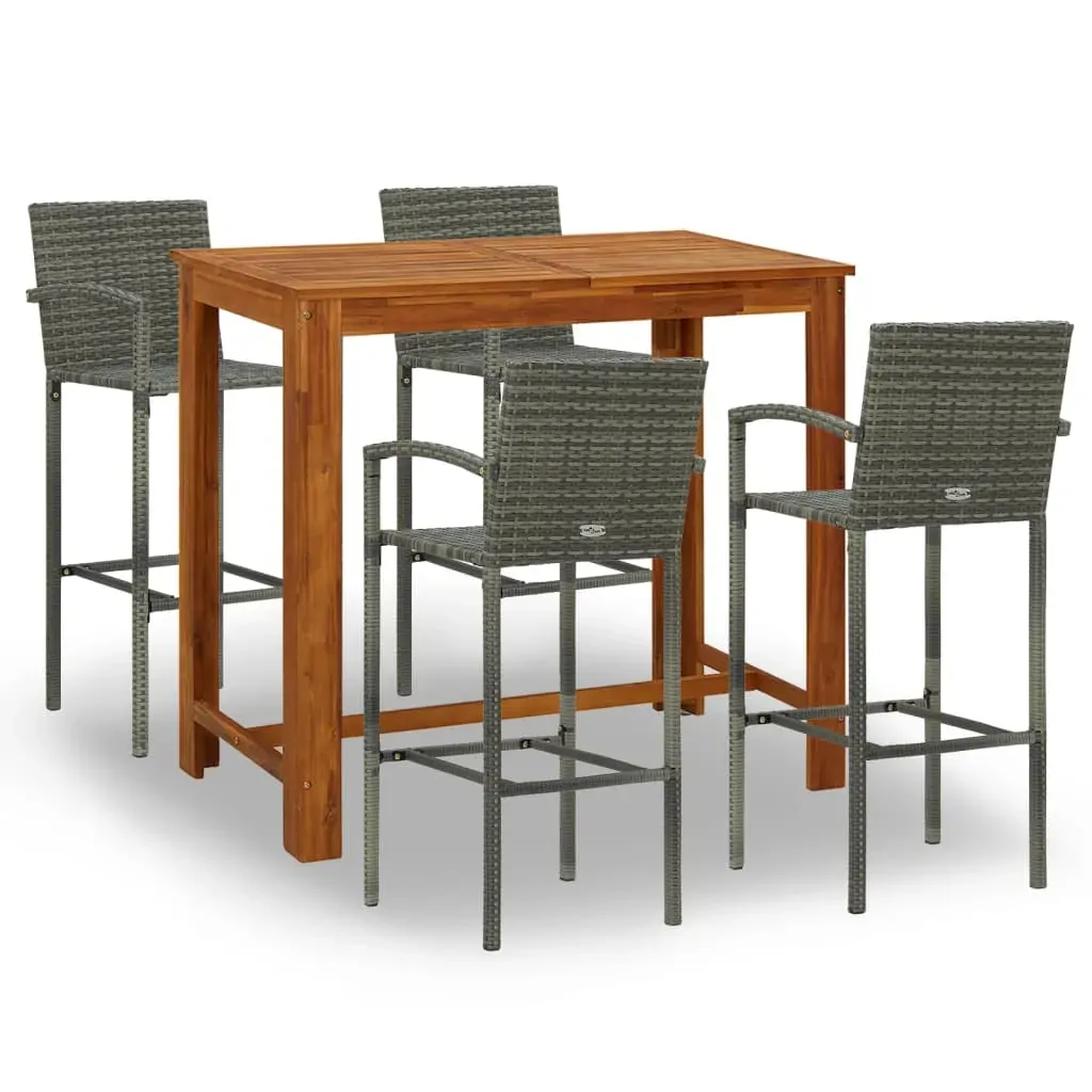 5 Piece Garden Bar Set Grey Price