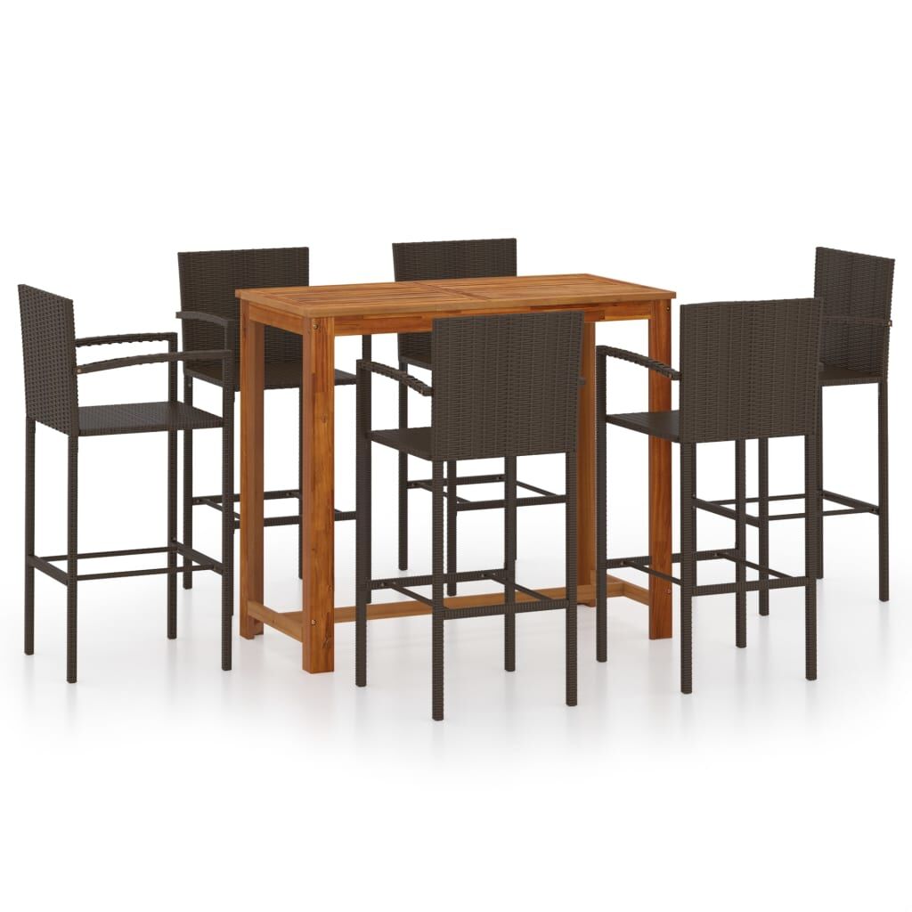 7 Piece Garden Bar Set Brown Price