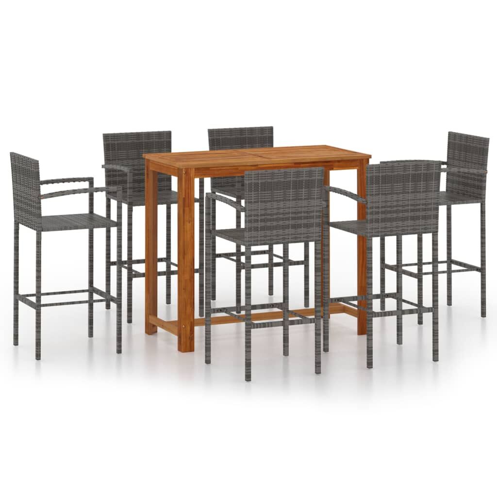 7 Piece Garden Bar Set Grey Price