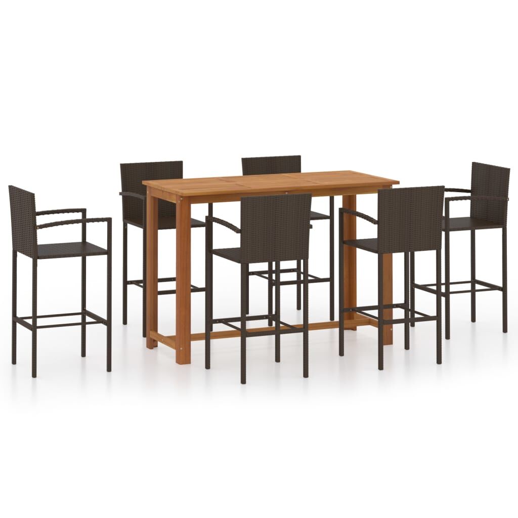 7 Piece Garden Bar Set Brown Price