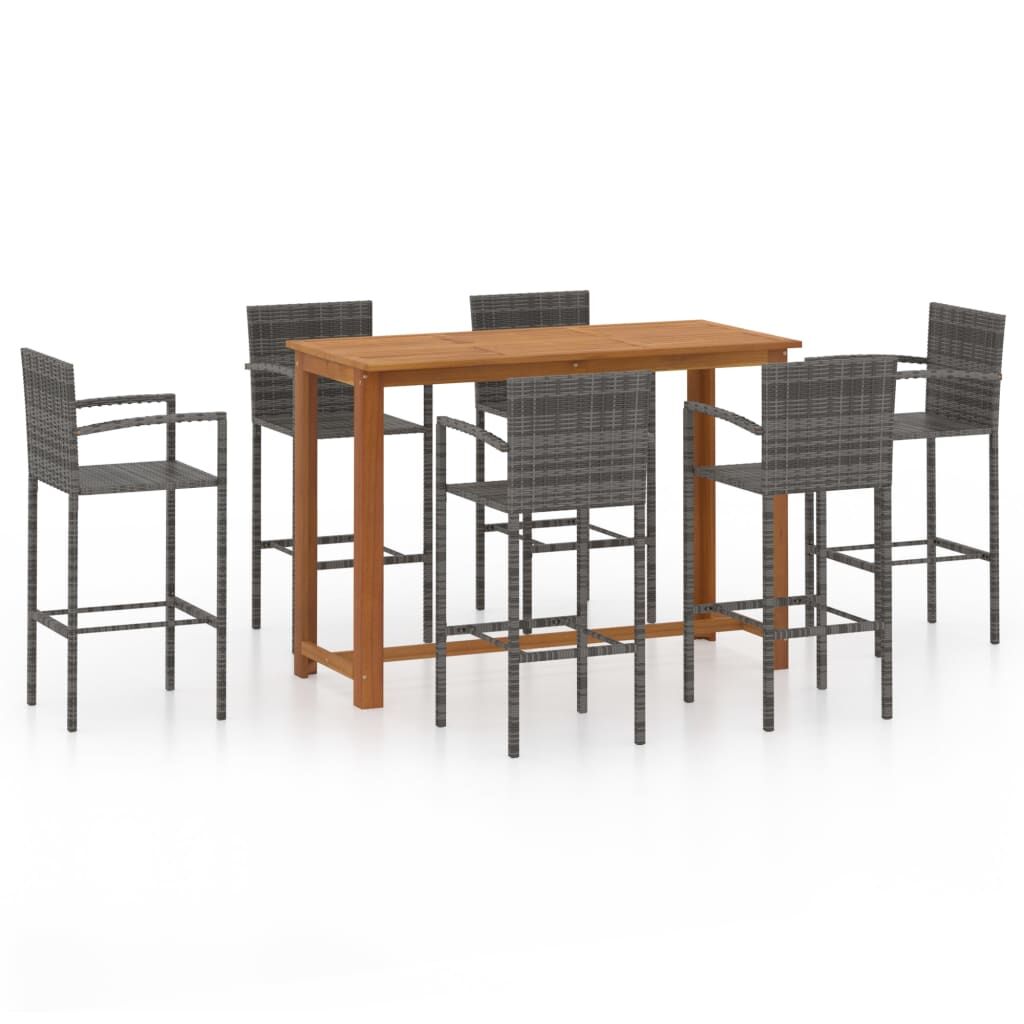 7 Piece Garden Bar Set Grey Price
