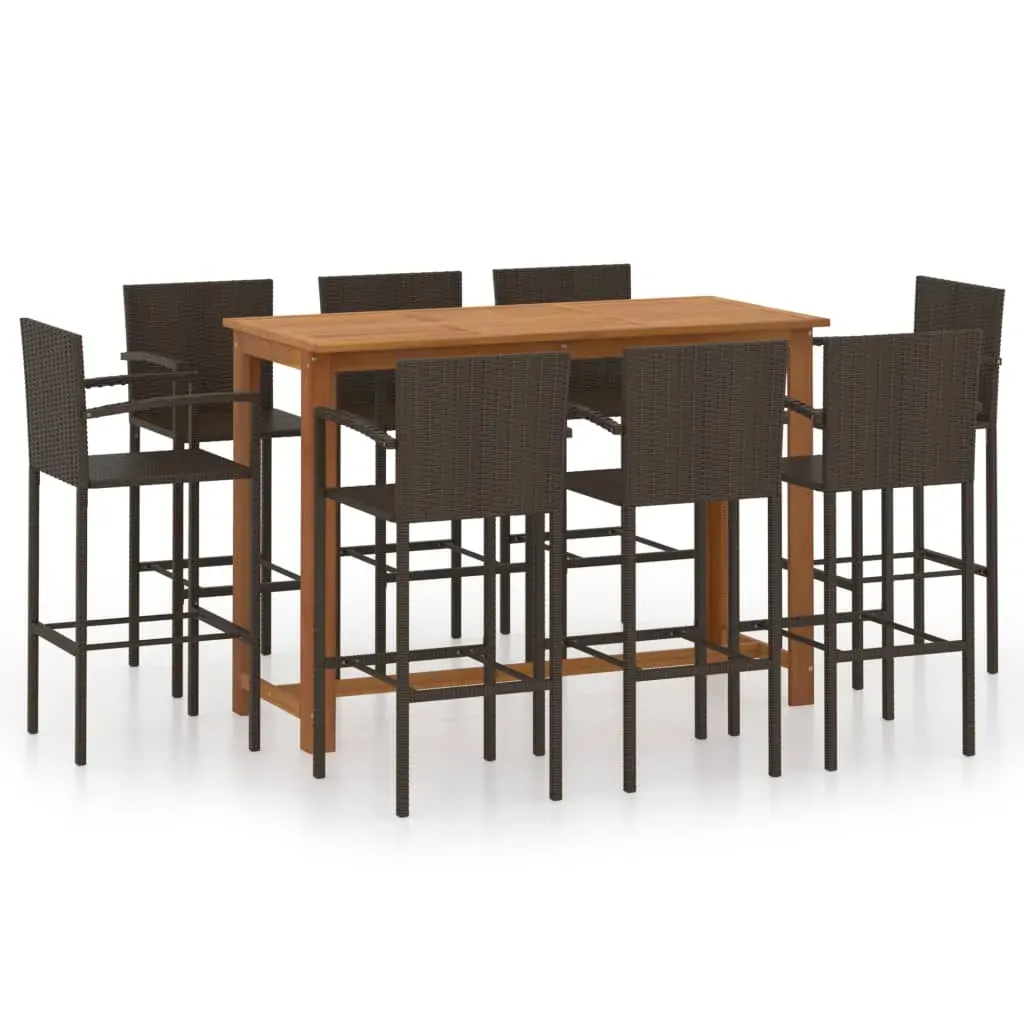 9 Piece Garden Bar Set Brown Price