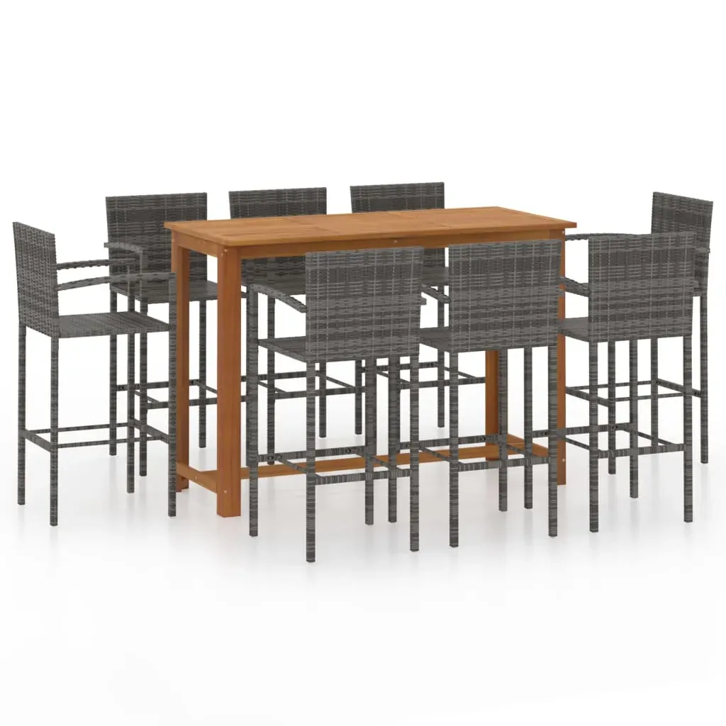 9 Piece Garden Bar Set Grey Price