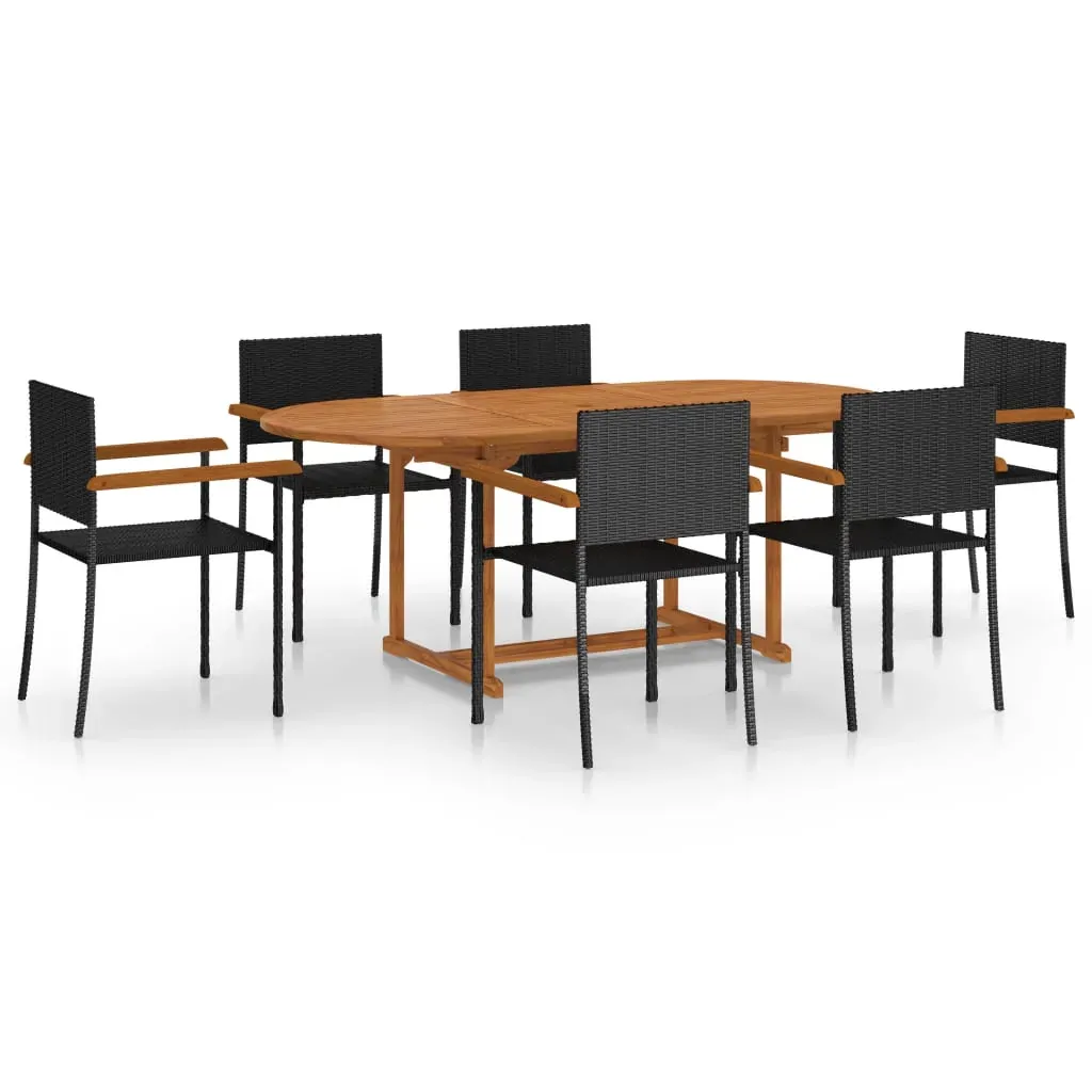7 Piece Garden Dining Set Poly Rattan Black Price