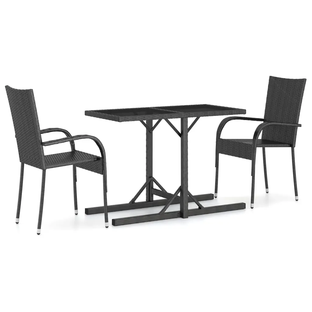 3 Piece Garden Dining Set Black Price
